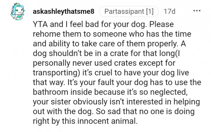 This Redditor feels bad for the OP's dog