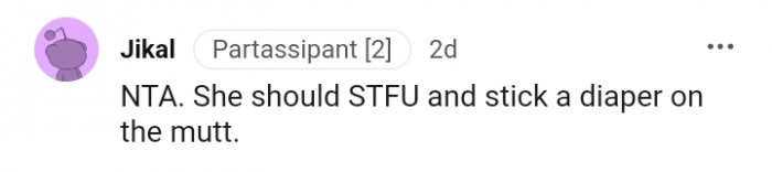 Sticking the diaper on the mutt