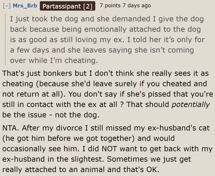 The OP's attachment to the dog is something that his partner needs to understand. He took care of it after all!