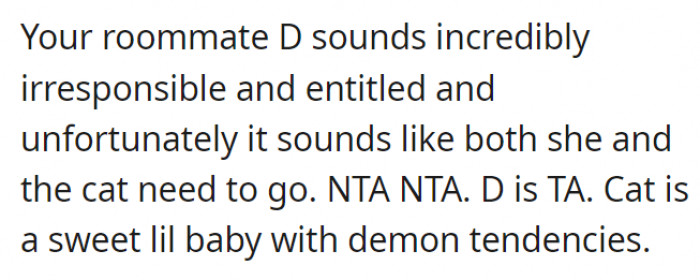 The roommate is irresponsible