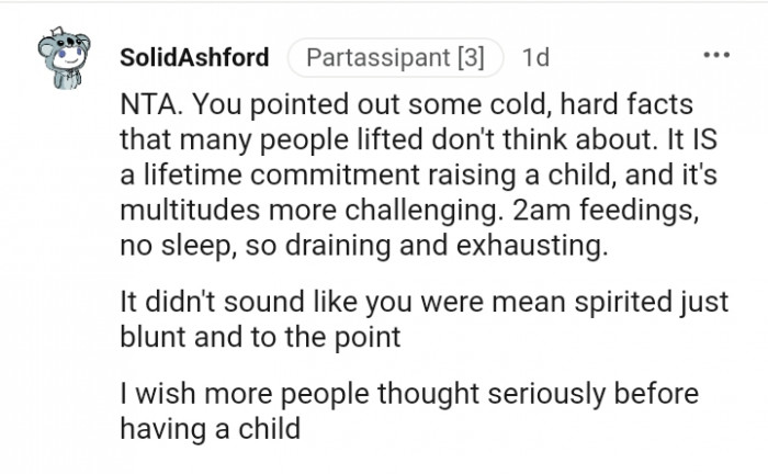 This Redditor wishes more people thought seriously before having a child