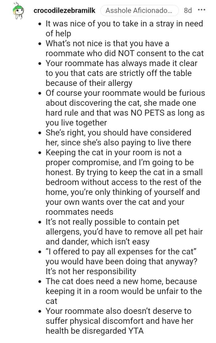 This Redditor had to list what the OP's good and bad deeds are