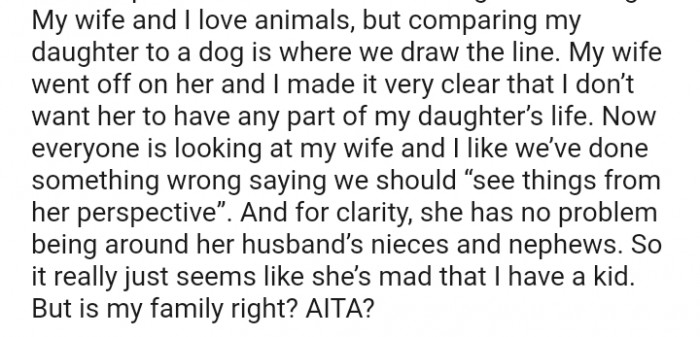 I made it very clear that I don’t want her to have any part of my daughter’s life.