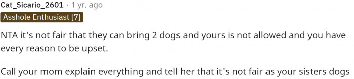 This first comment is a two-part comment and suggests a different place for OP.