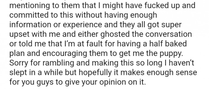 I'm at Fault for Having a Half-Baked Plan