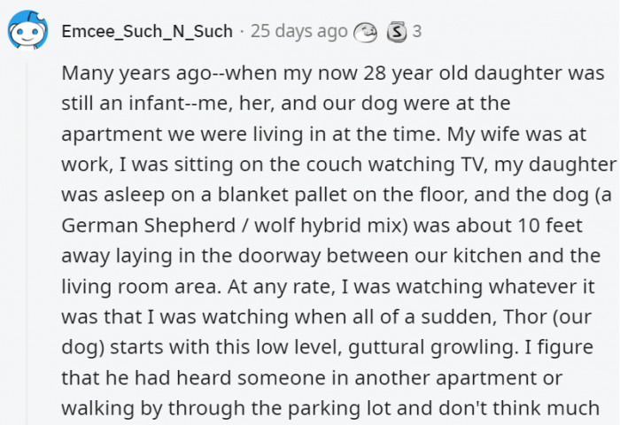 14. We think it's a lot better he didn't see what the dog was so mad at or else he would have been traumatized