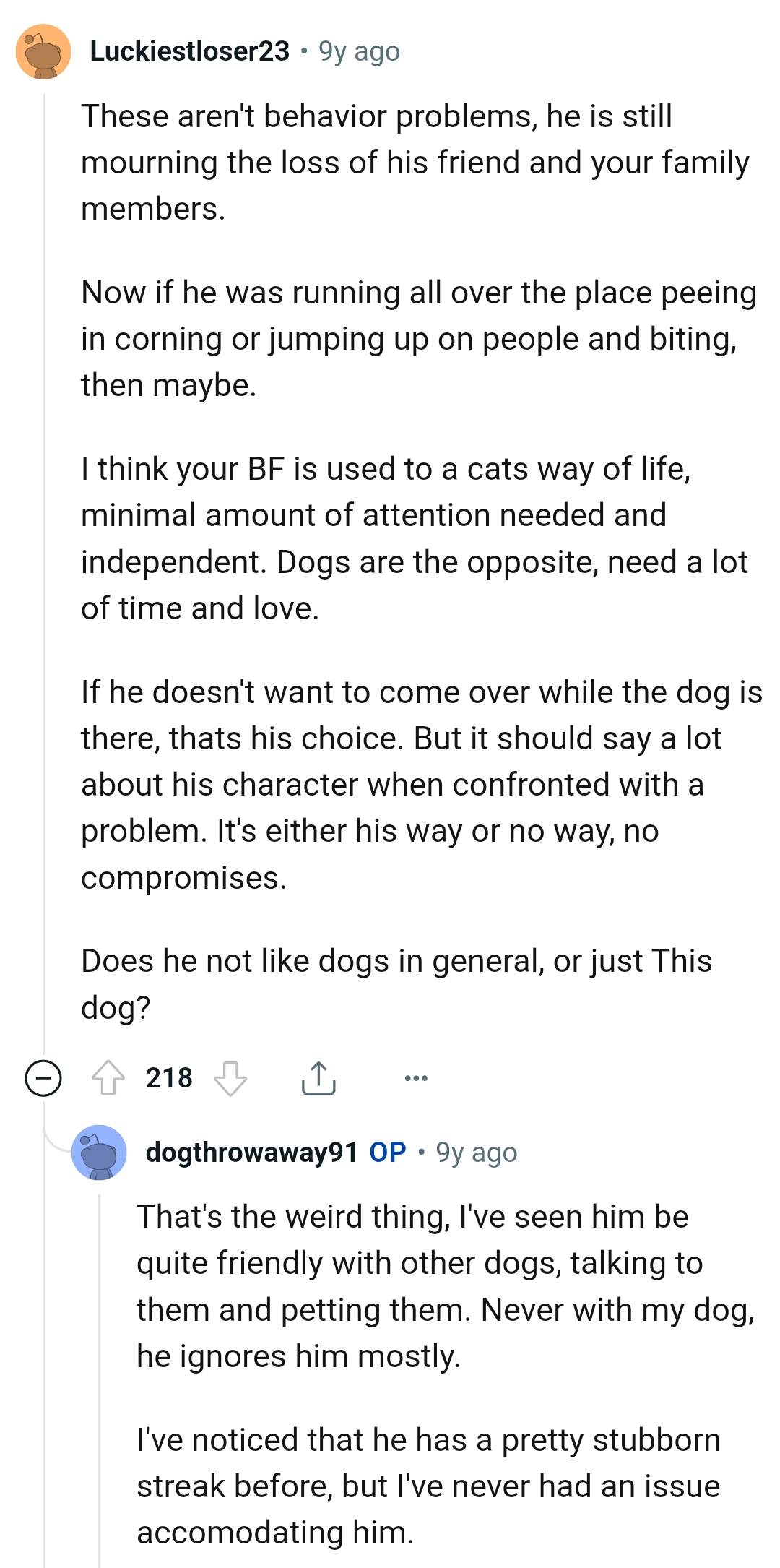 OP's BF is used to the cat's way of ife