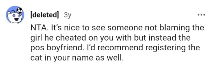 It's nice seeing someone not blaming the girl he cheated on you with