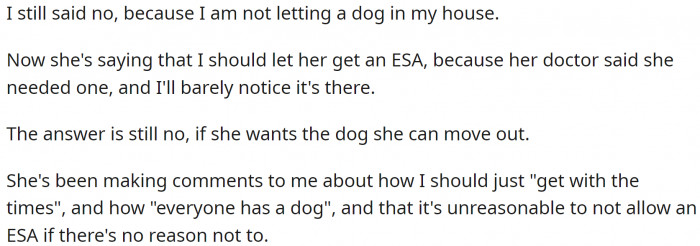 OP said no, but her friend insists she needs an emotional support animal