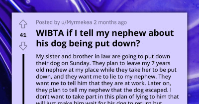 Redditor Criticized For Trying To Tell Young Nephew About His Parent's Plan For Putting His Dog Down