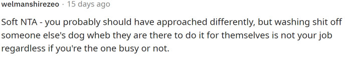 It's definitely not a situation that any of us would have wanted to deal with, but the bottom line is that it wasn't her dog.