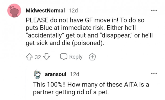 This Redditor advises not to let the GF move in or...