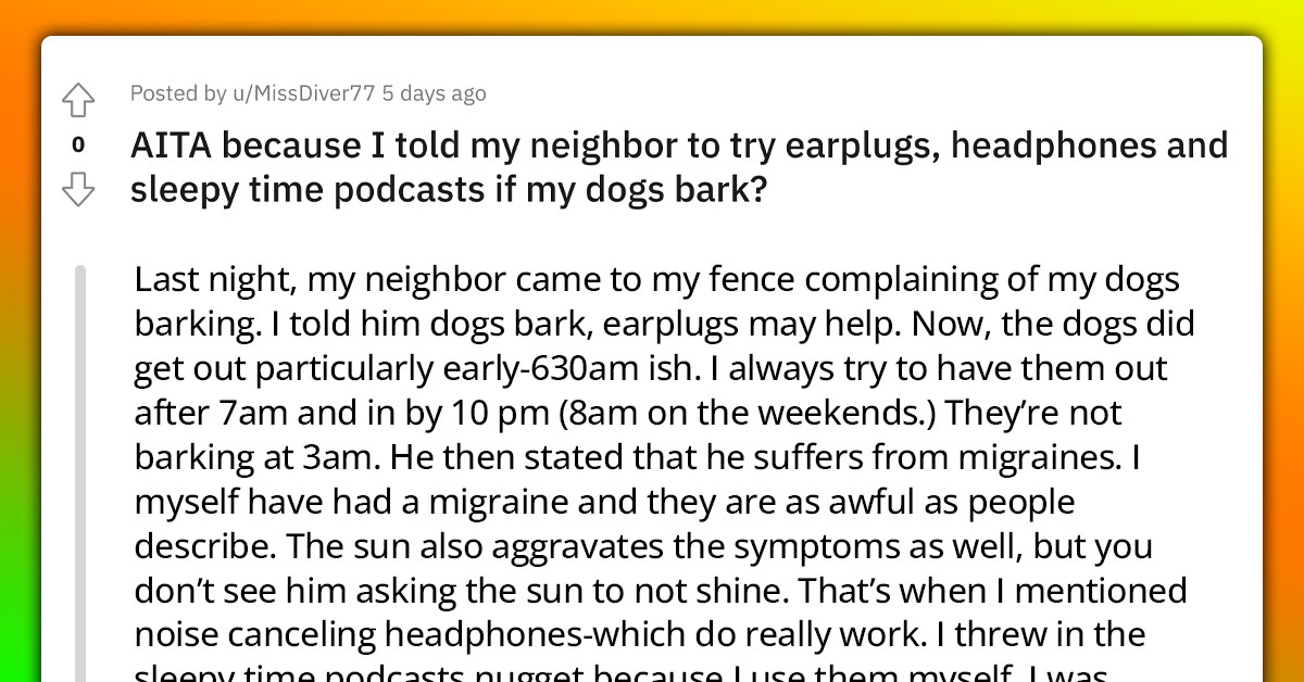Redditor Earplugs, And Sleepy Time Podcasts To Neighbor Who