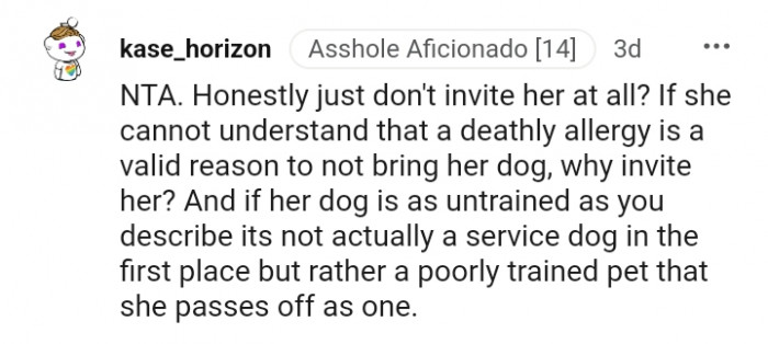 It is not actually a service dog in the first place