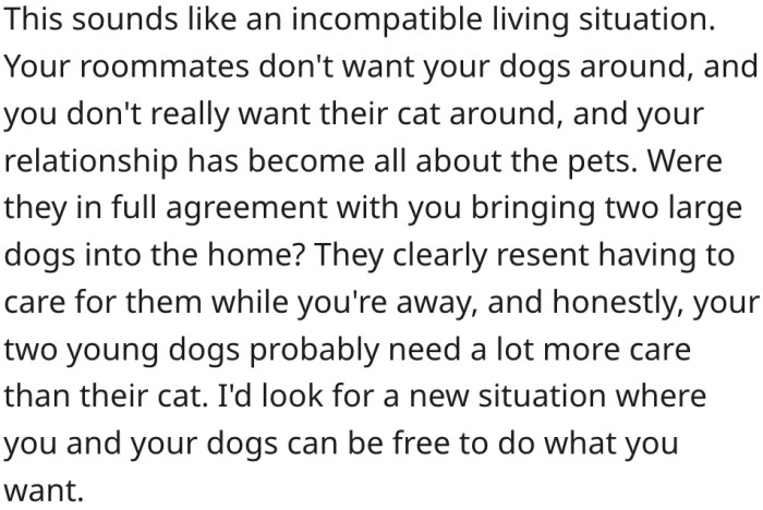 1. They are incompatible roommates.