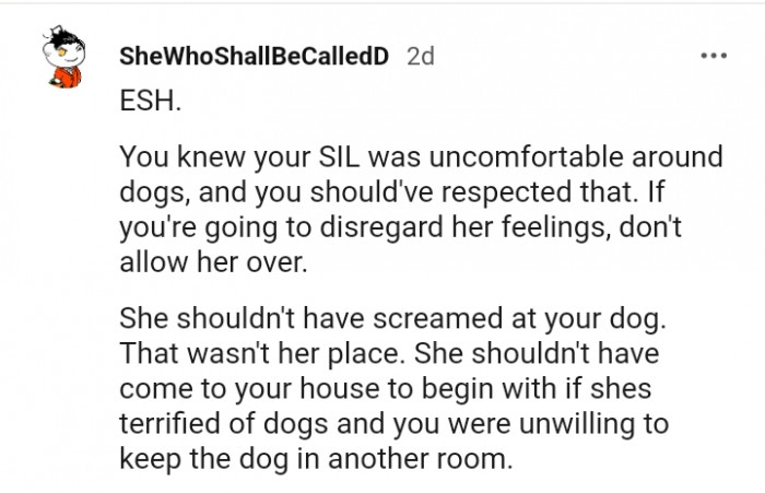 19. Your SIL was clearly uncomfortable about dogs