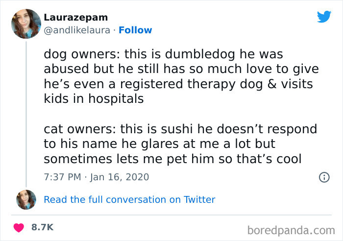 36. Dog owners vs. cat owners