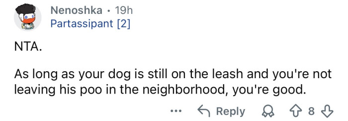 If the dog is on a leash, you’re fine.