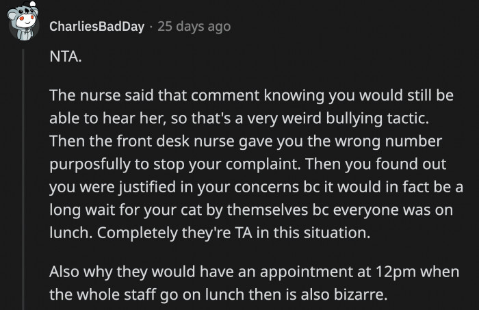 The staff that OP dealt with behaved unprofessionally