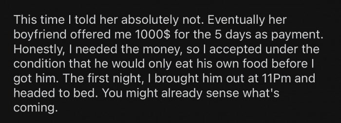 OP ended up agreeing because they needed the money.