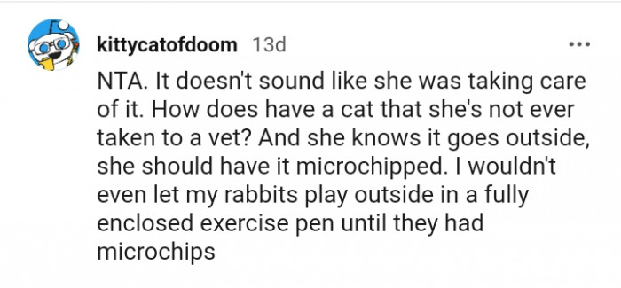 It doesn't sound like she cared for the cat