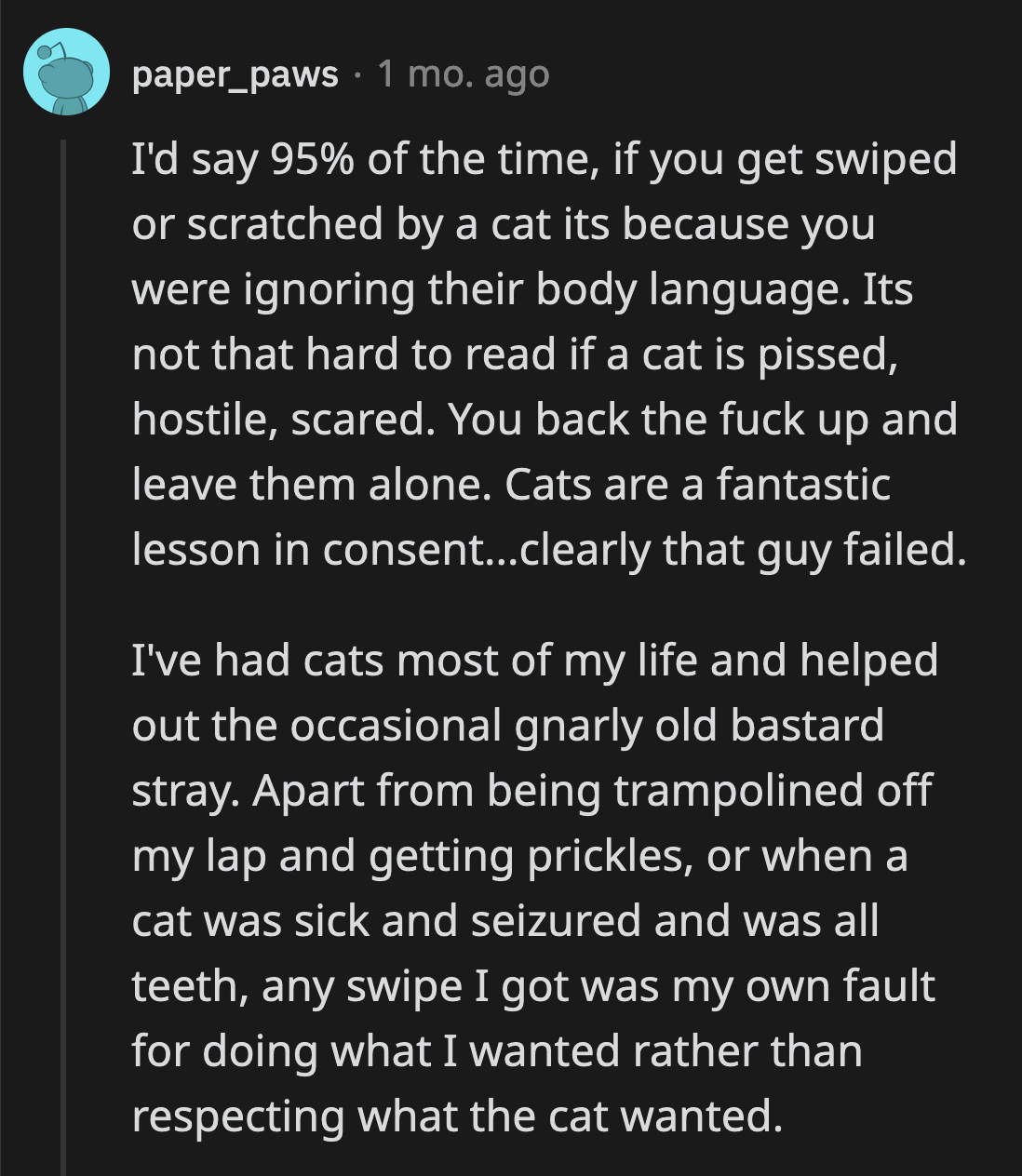 Is it possible that cats are too complex for this person to befriend?