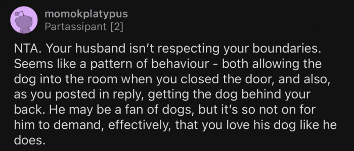 Boundaries need to be respected.