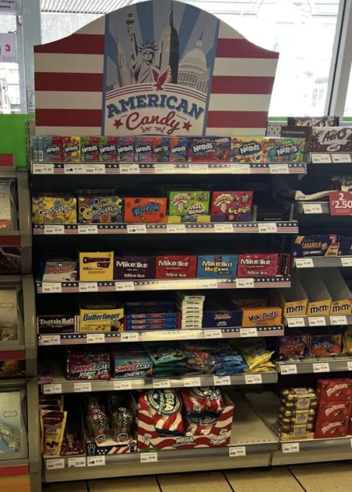 An American candy section in the UK