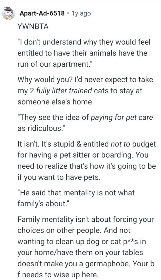 That's how it's going to be if you want pets.