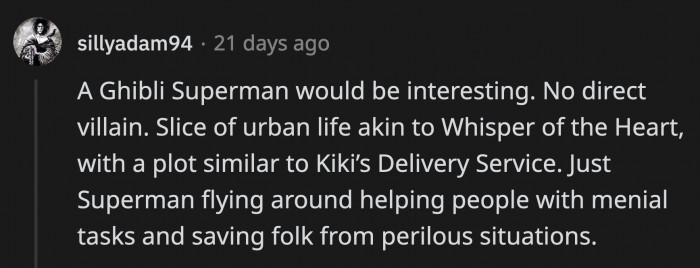 OP's version of Superman struck a chord with Ghibli fans in the best way possible. The idea of Superman just being wholesome in a Ghibli world ticked the imagination of many.