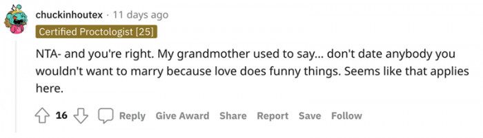 Don't date anybody you wouldn't want to marry