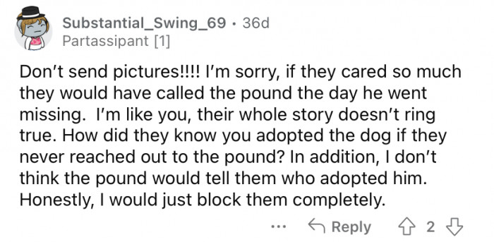 "If they cared so much, they would have called the pound the day he went missing."