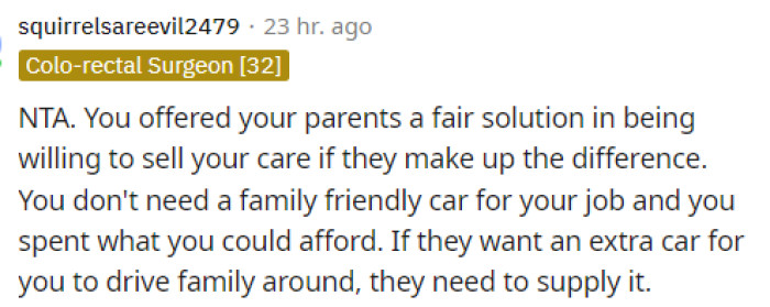 He did try to compromise someway but they should've expected that he'd be asking for help with it if they wanted him to get a different car.