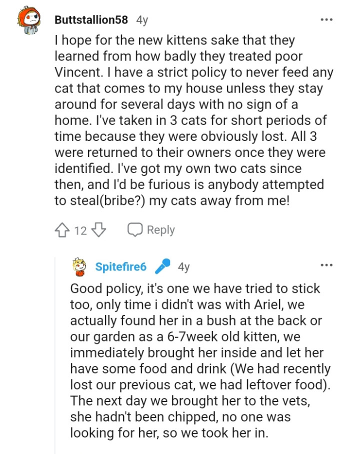 This Redditor has a strict policy to never feed any cat that comes to their house