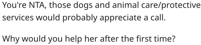 6. She should consider calling animal protective services.