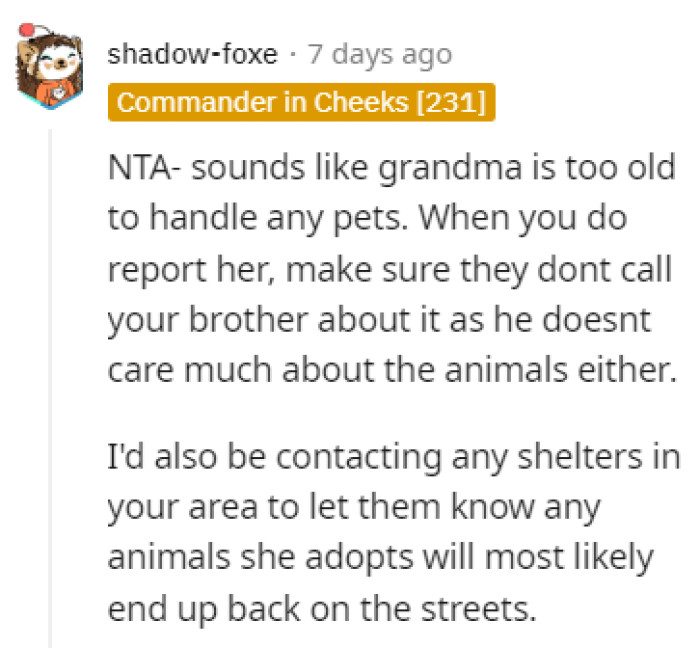 Let the shelters know