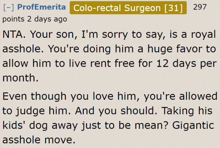 What the son did is a huge a-hole move.