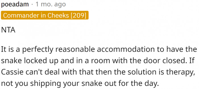 Bringing the snake elsewhere is out of the question. The original poster is just being a responsible reptile owner.