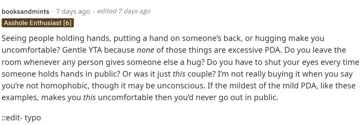 People then started to get a little concerned for OP and what he was experiencing when people were showing PDA.