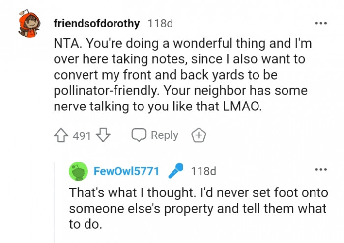 Your neighbor has some nerve talking to you like that