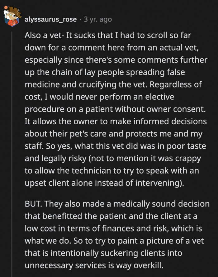 OP's dog is better because of the procedures, BUT it doesn't erase the fact that they took OP's right to make a decision on behalf of his dog.