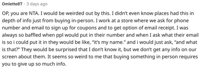 It seems weird to me that buying something requires so much info