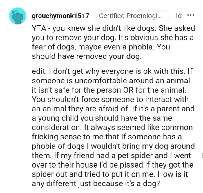 10. She asked you to remove your dog