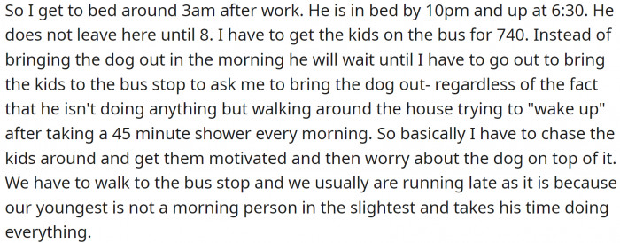 She works hard, goes to bed late, and wakes up early.