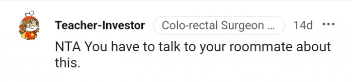The OP just had to talk to the roommate about this