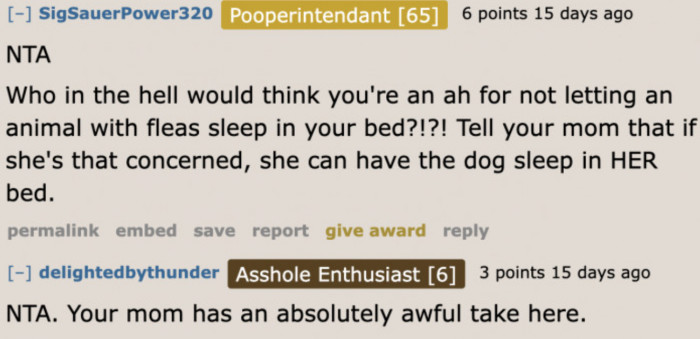 Exactly! Let the dog sleep on her mom's bed if she's this concerned.