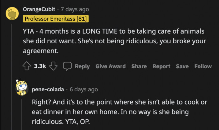 This woman has resorted to bringing her food to the porch just so she can eat in peace in her own home