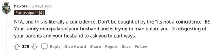 Your family manipulated your husband