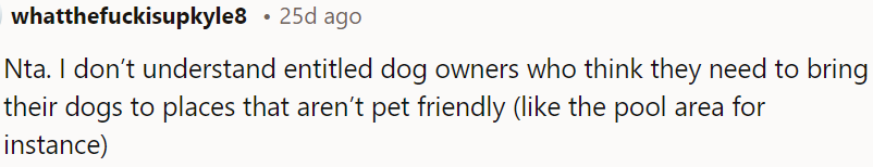 It's baffling when entitled dog owners bring their pets to places they're not allowed, like the pool area.
