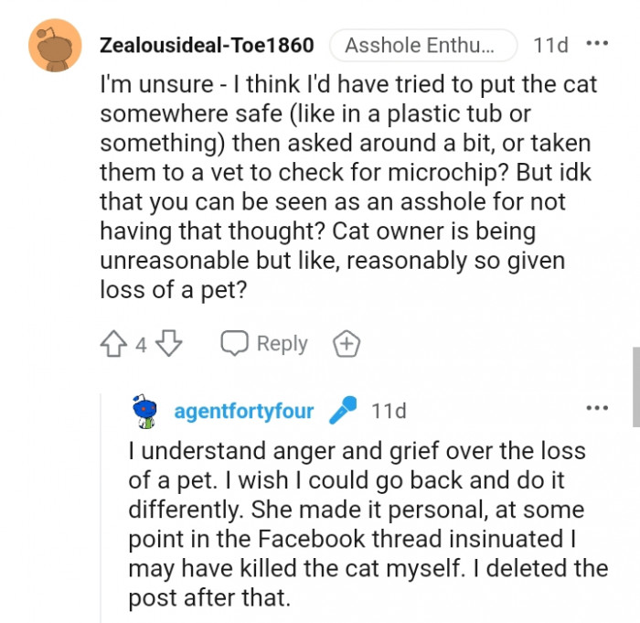 Cat owner is being unreasonable.